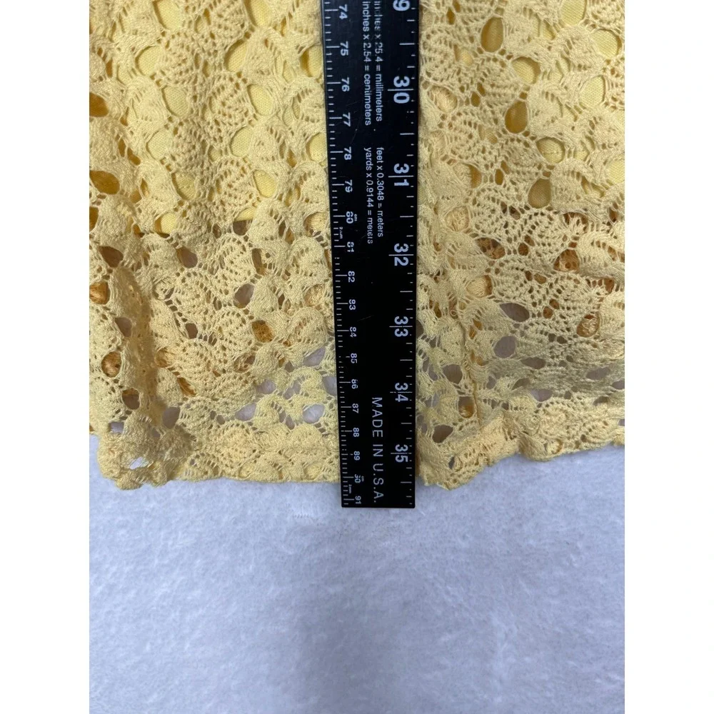 Rabbit Rabbit Rabbit Designs Yellow Crochet Lace Fit and Flare Dress‎ 3/4 Sleeve